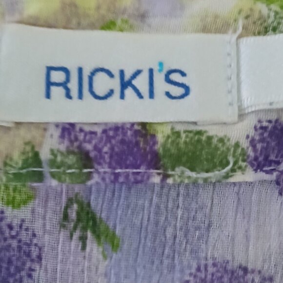 Ricki's Sheer Blouse with Belt, Lilac /Green Floral, Size 14,Like New - Picture 5 of 5
